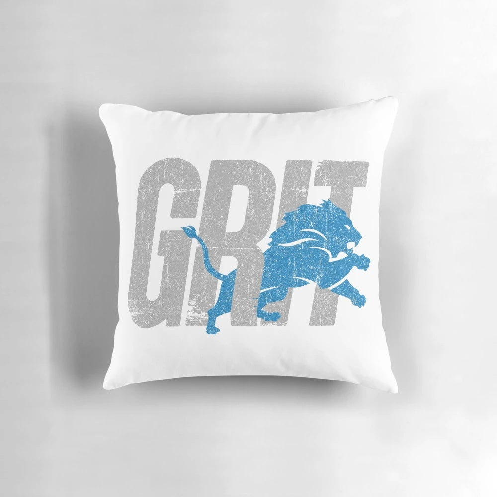 Detroit Grit Pillow featuring Detroit football team colors and grit design