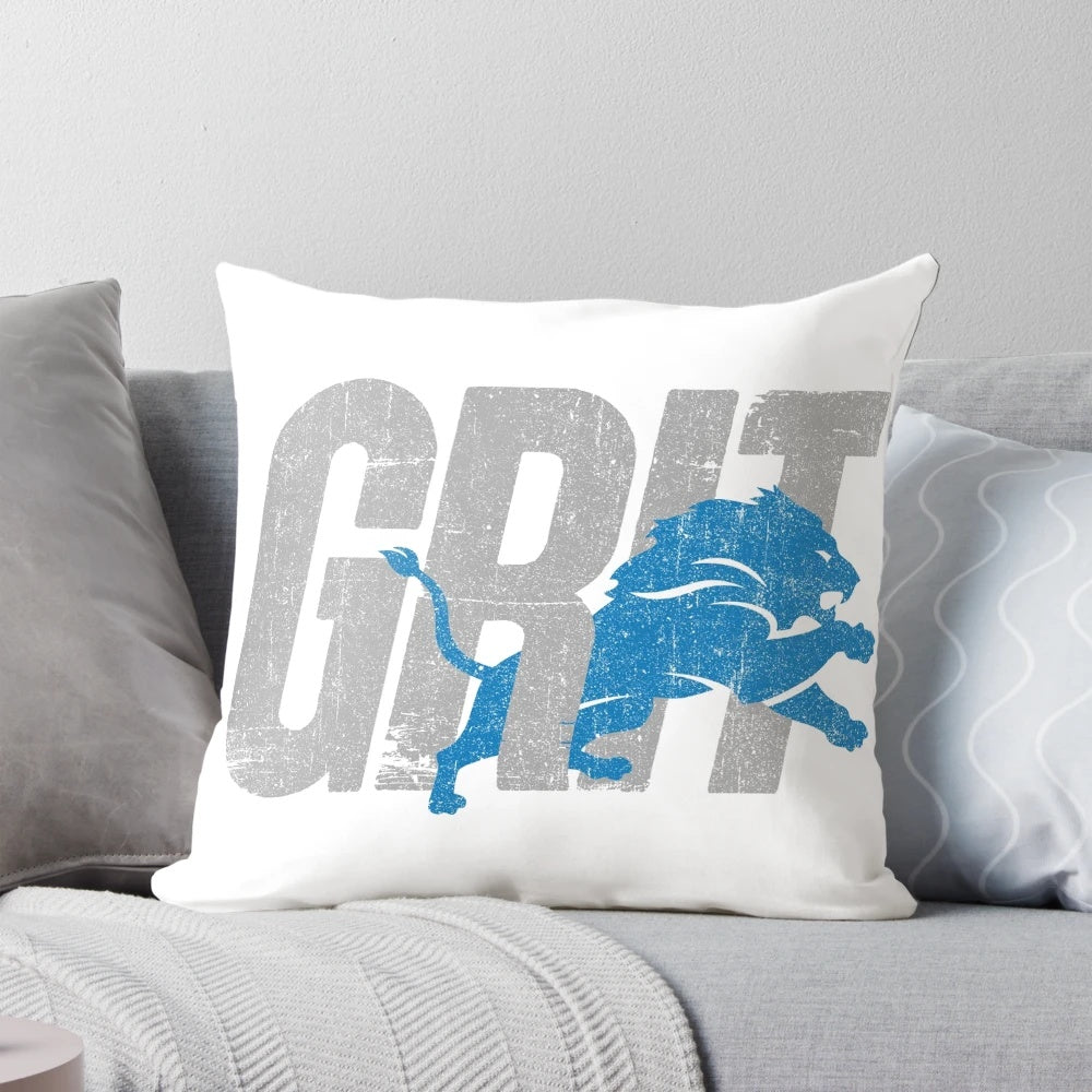 Detroit Grit Pillow featuring Detroit football team colors and grit design