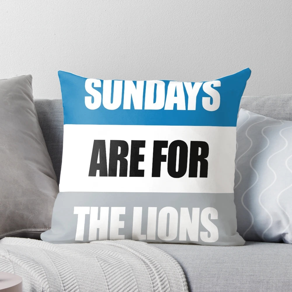 Detroit Lions Sundays Are For The Lions Pillow with Matthew Stafford and Detroit Football Imagery