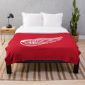 Detroit Red Wings inspired plush blanket with team colors and logo