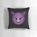 A black background pillow featuring a devil emoji illustration, perfect for TikTok fans.