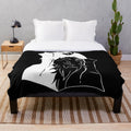White plush blanket featuring characters from the anime series Devilman Crybaby