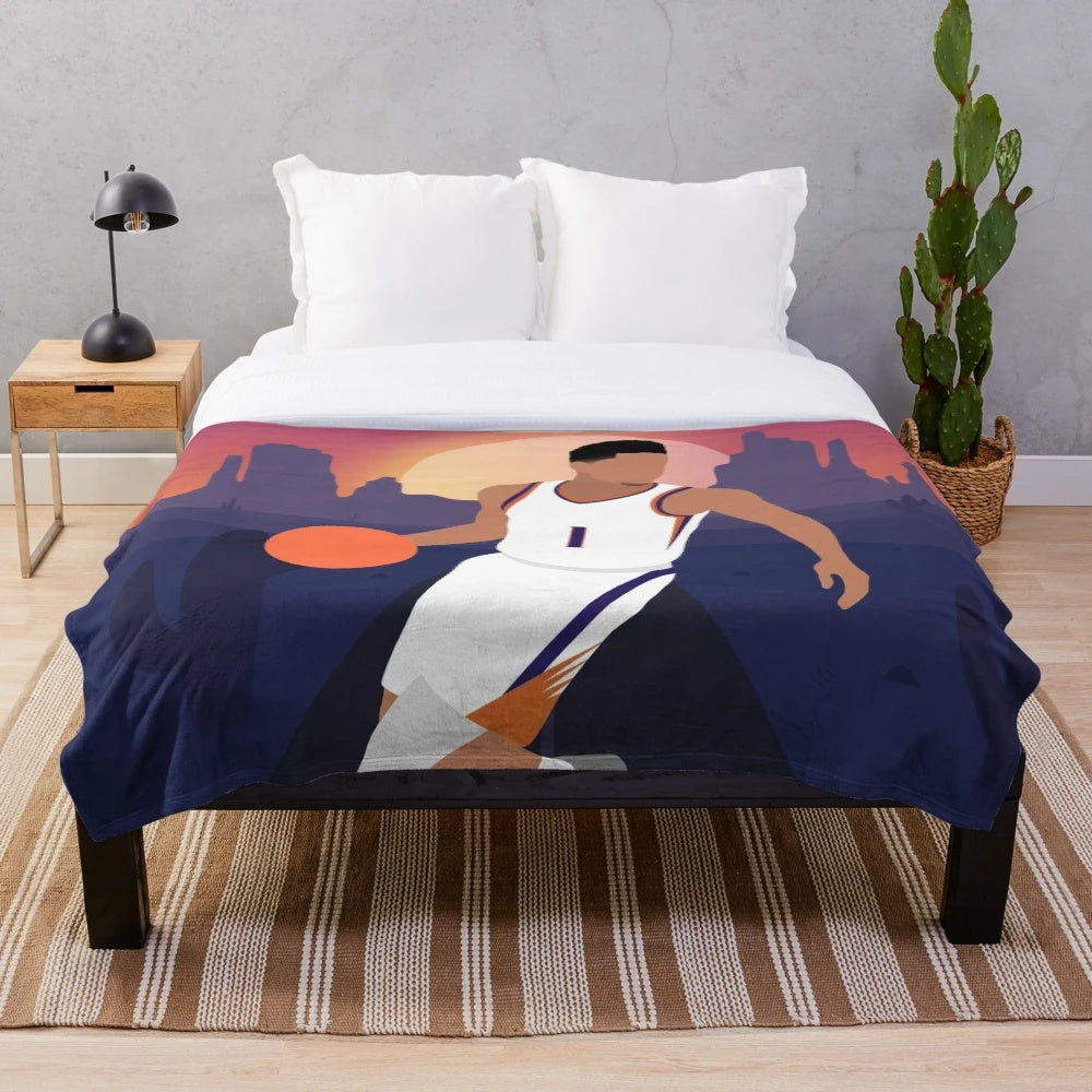 Devin Booker inspired Phoenix Suns desert-themed plush blanket