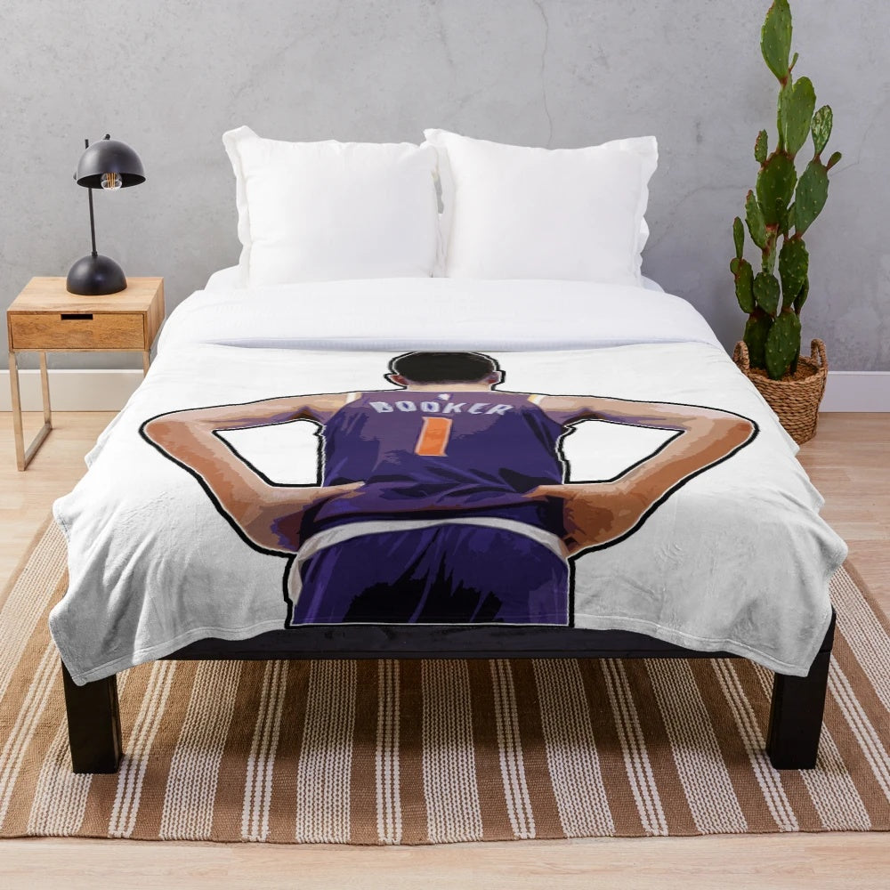 Devin Booker inspired plush blanket featuring the Phoenix Suns basketball player