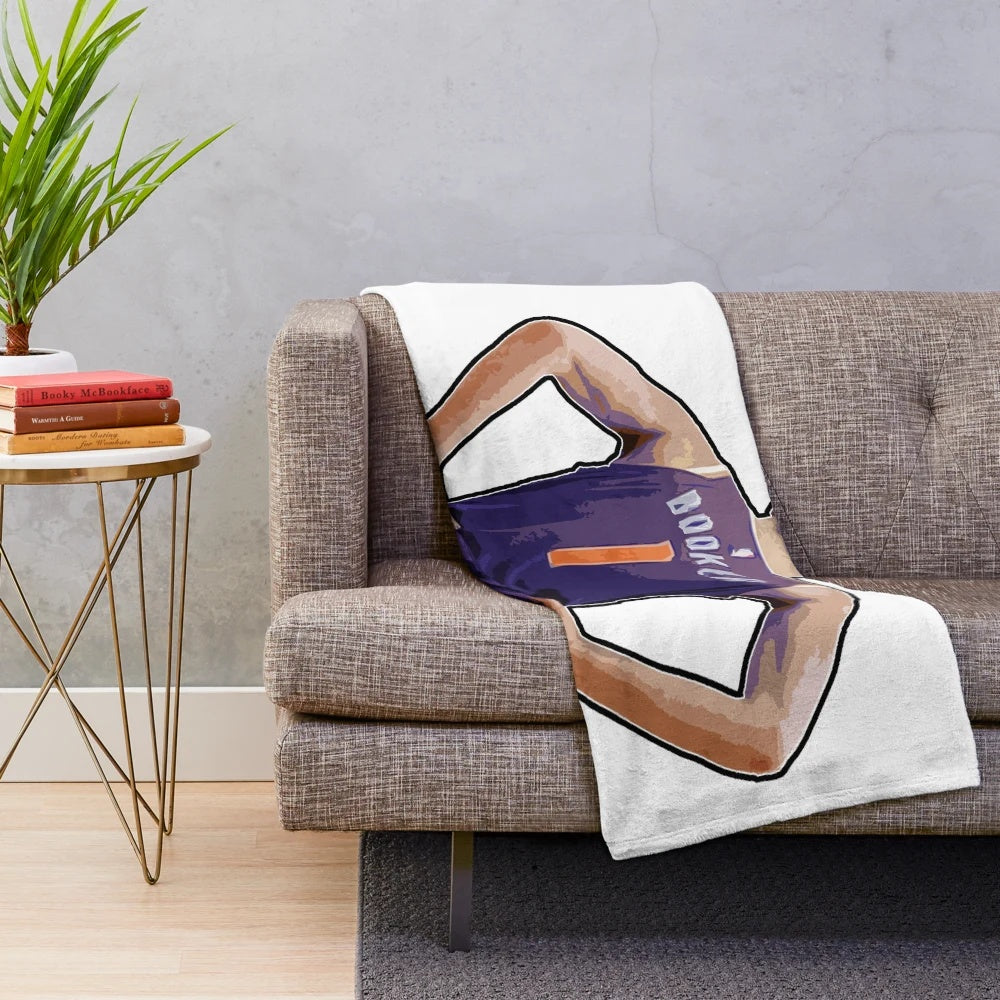 Devin Booker inspired plush blanket featuring the Phoenix Suns basketball player