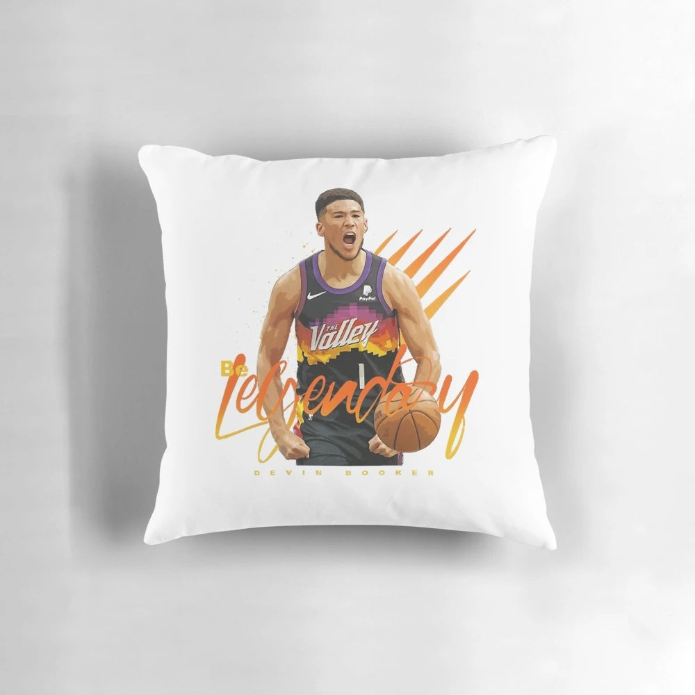 Devin Booker Phoenix Suns Basketball Pillow featuring the legendary NBA player