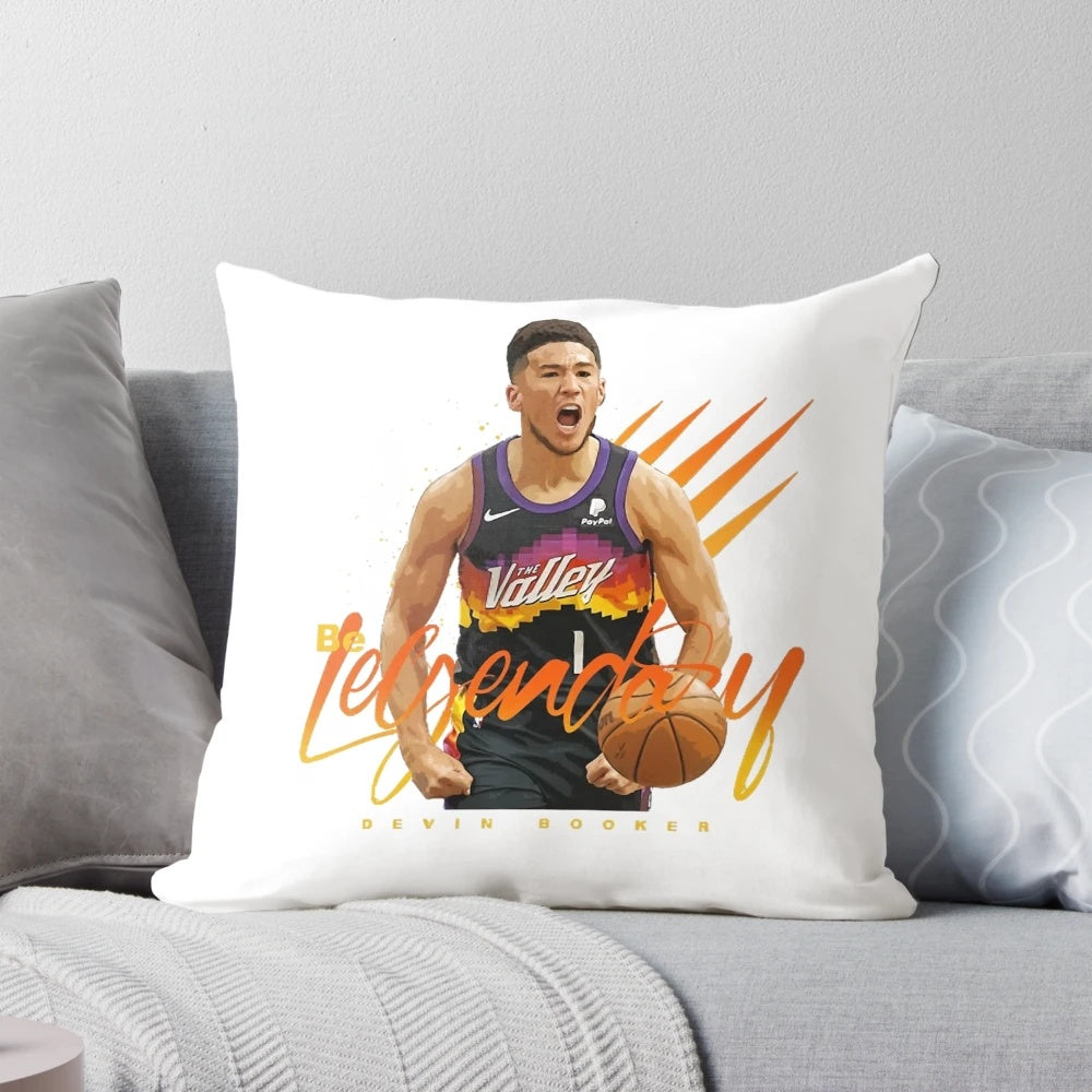 Devin Booker Phoenix Suns Basketball Pillow featuring the legendary NBA player