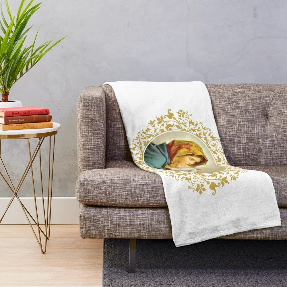 Virgin Mary and Baby Jesus Plush Blanket