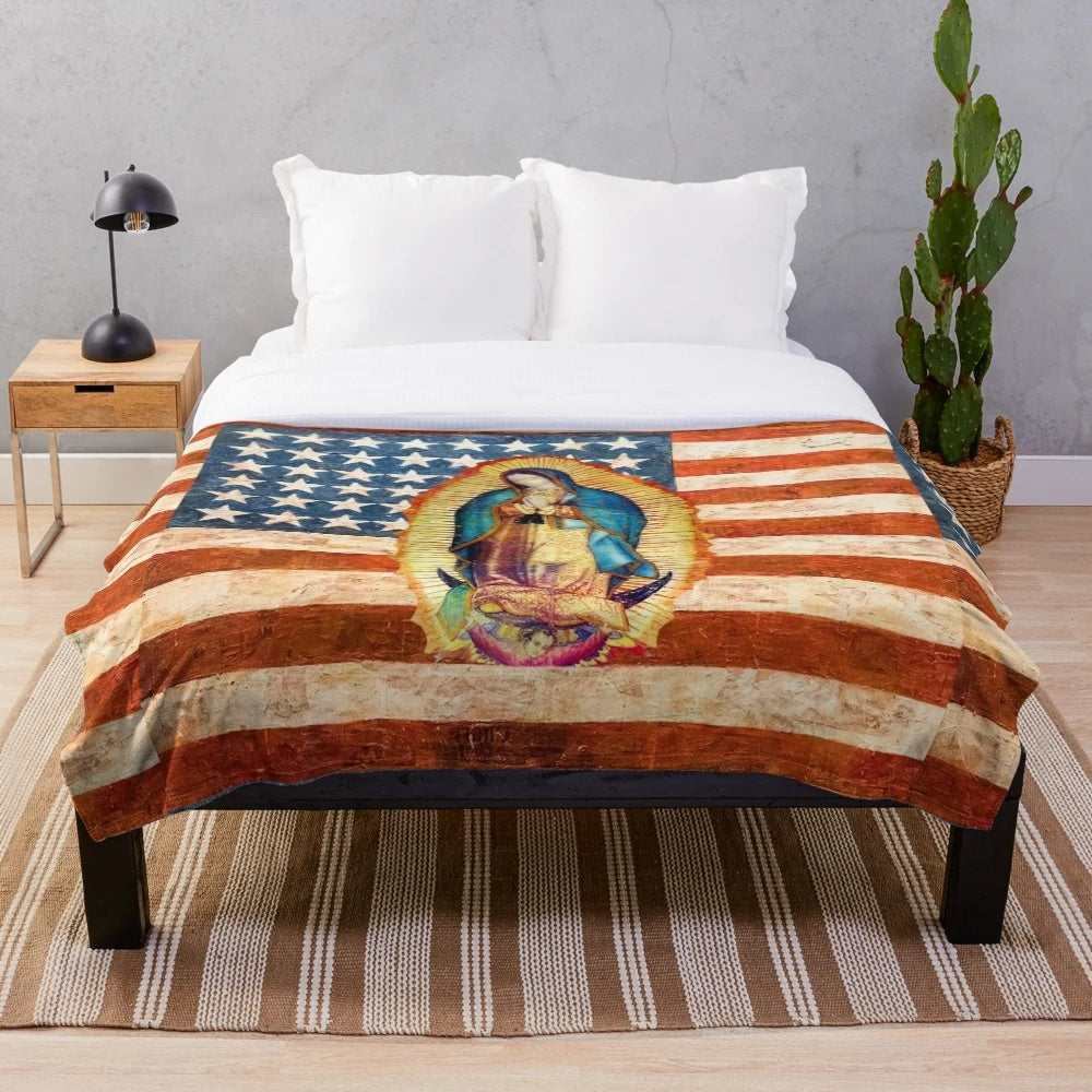 Plush blanket featuring the image of Our Lady of Guadalupe, the Mexican Virgin Mary