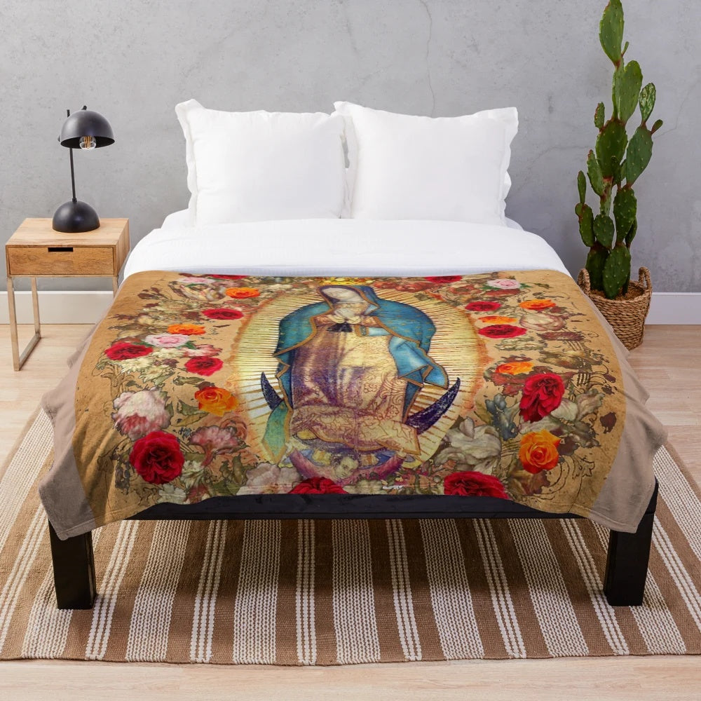 Plush blanket featuring the image of the Virgin Mary, Our Lady of Guadalupe