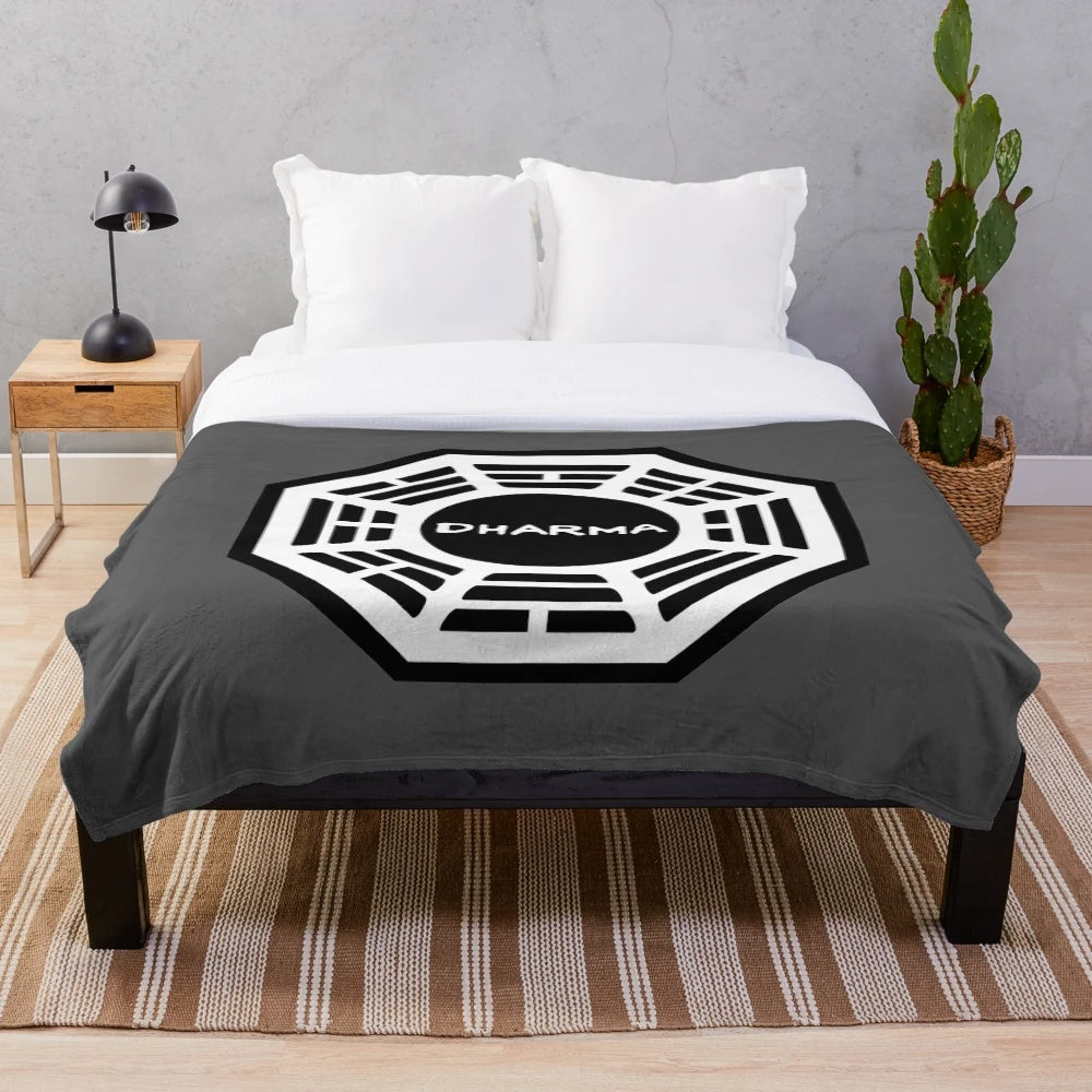 Dharma Initiative Inspired Plush Blanket with Lost TV Show Imagery