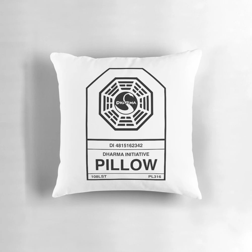 Dharma Initiative themed pillow with Lost TV show numbers and logo