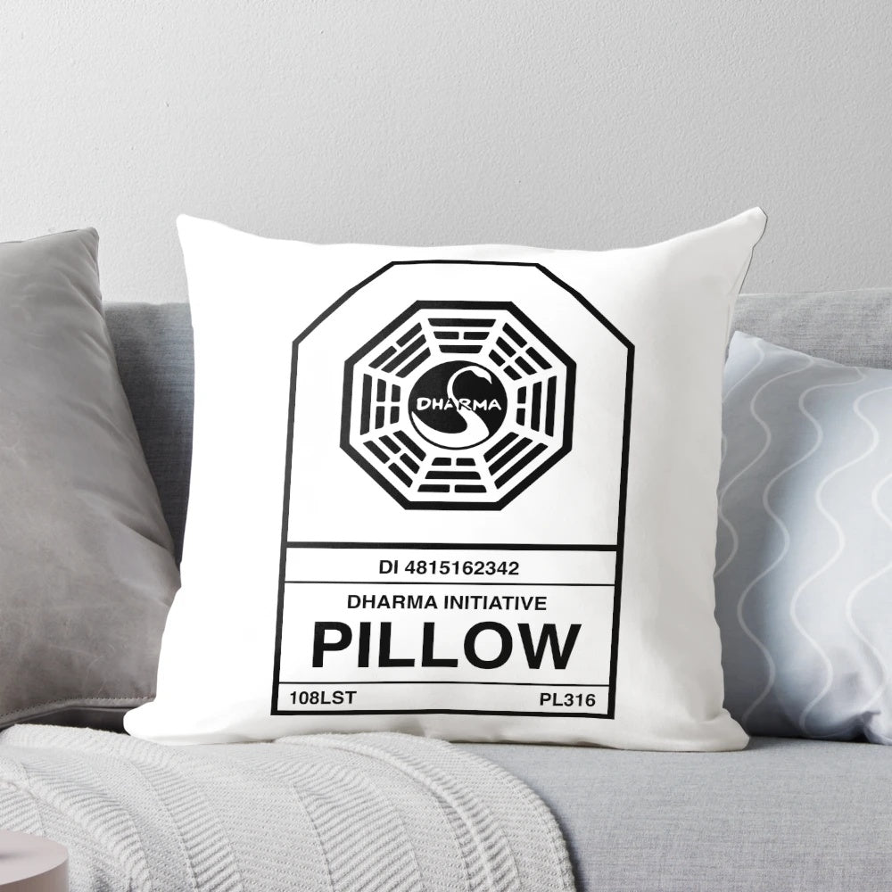 Dharma Initiative themed pillow with Lost TV show numbers and logo