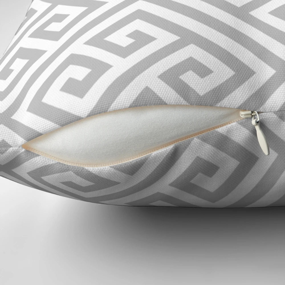 Diagonal Pattern Silver Gray and White Pillow