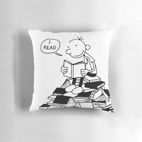 "Diary of a Wimpy Kid-themed decorative pillow for book lovers and literary enthusiasts"