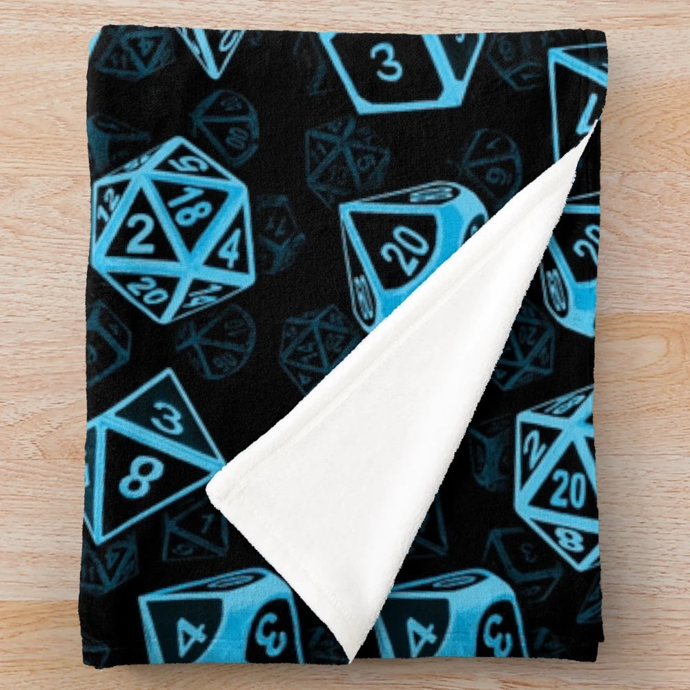 D20 dice pattern plush blanket