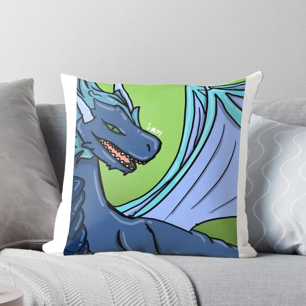 Dickinson Dragons-themed decorative pillow featuring a dragon design