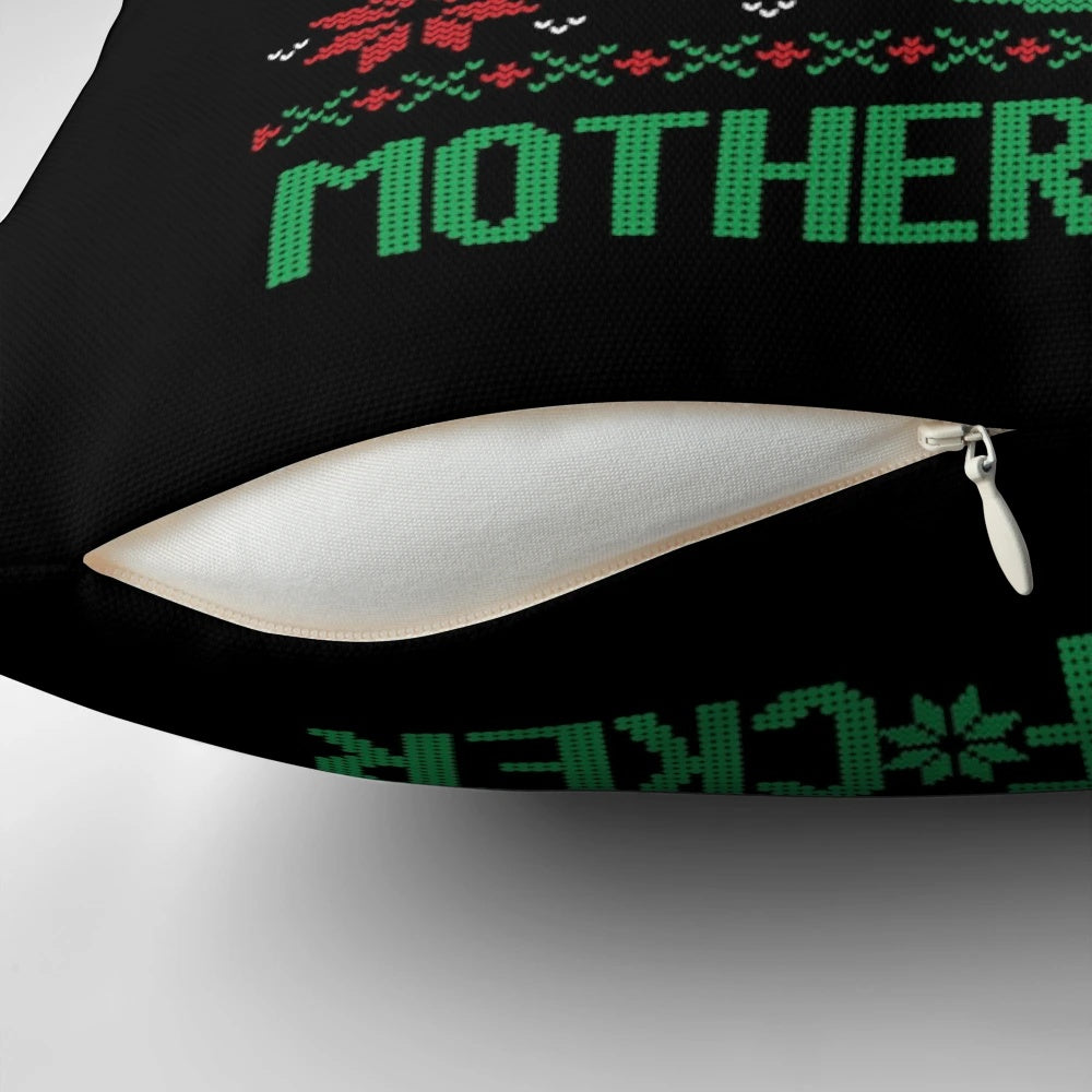 A plush pillow featuring the iconic "Yippee Ki Yay, Motherf*cker!" quote from the classic Christmas action movie, Die Hard.