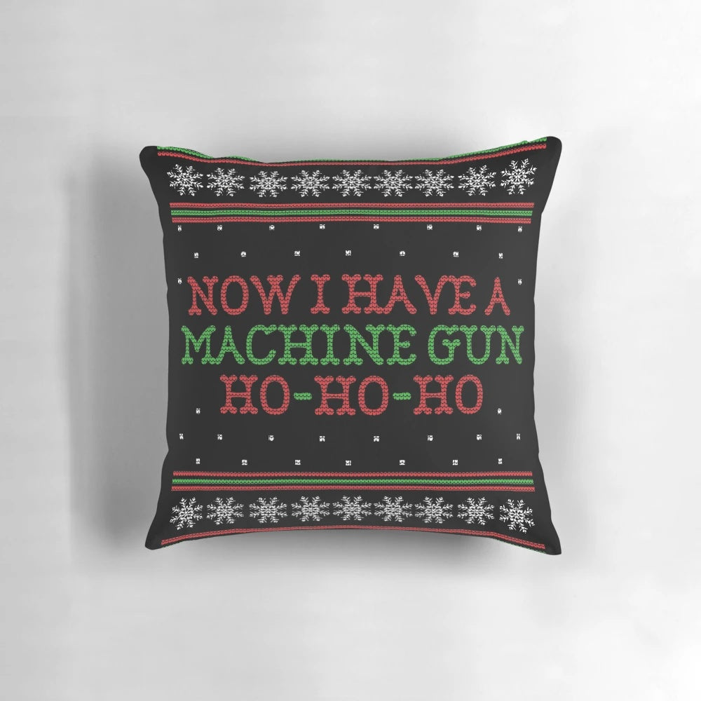 Die Hard John McClane Ugly Christmas Sweater Pillow depicting the iconic movie character in a festive holiday design