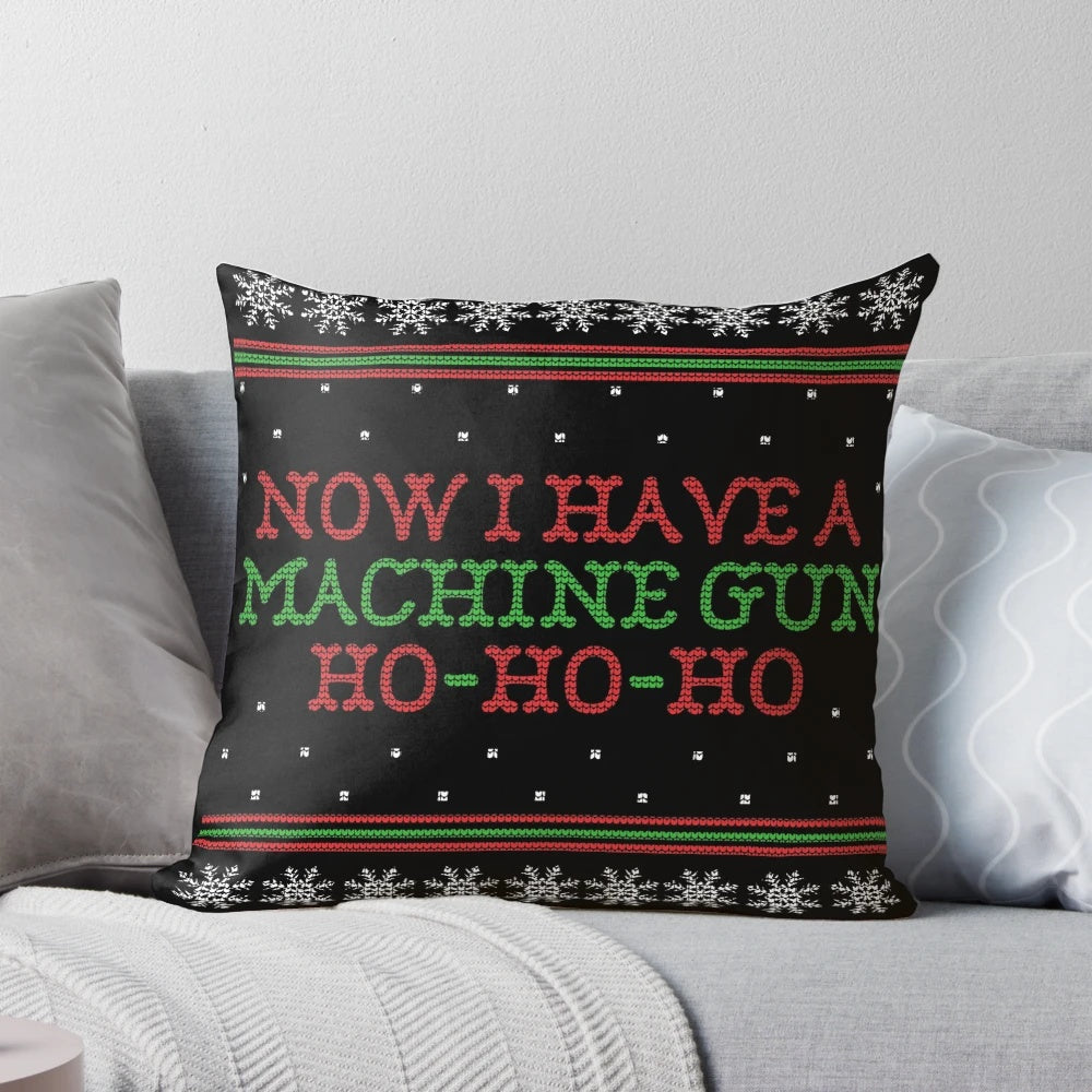 Die Hard John McClane Ugly Christmas Sweater Pillow depicting the iconic movie character in a festive holiday design