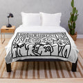 Die Lit inspired black and white plush blanket with cartoon sketch design