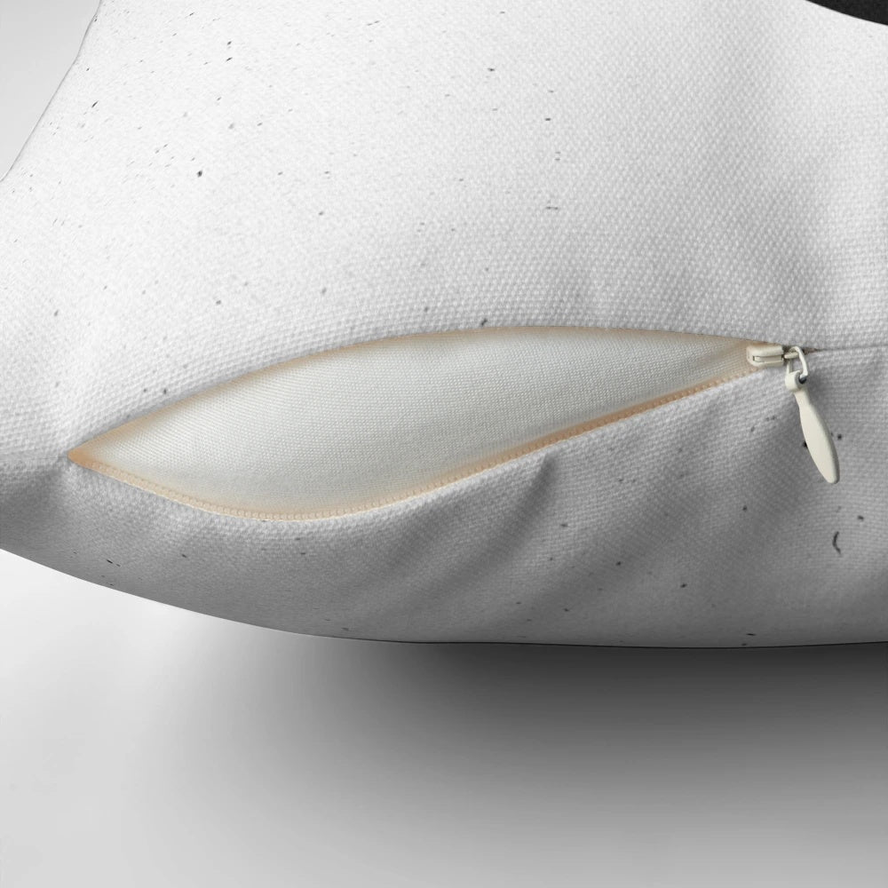 Digitalism-inspired heart-shaped pillow in black and white graphic design