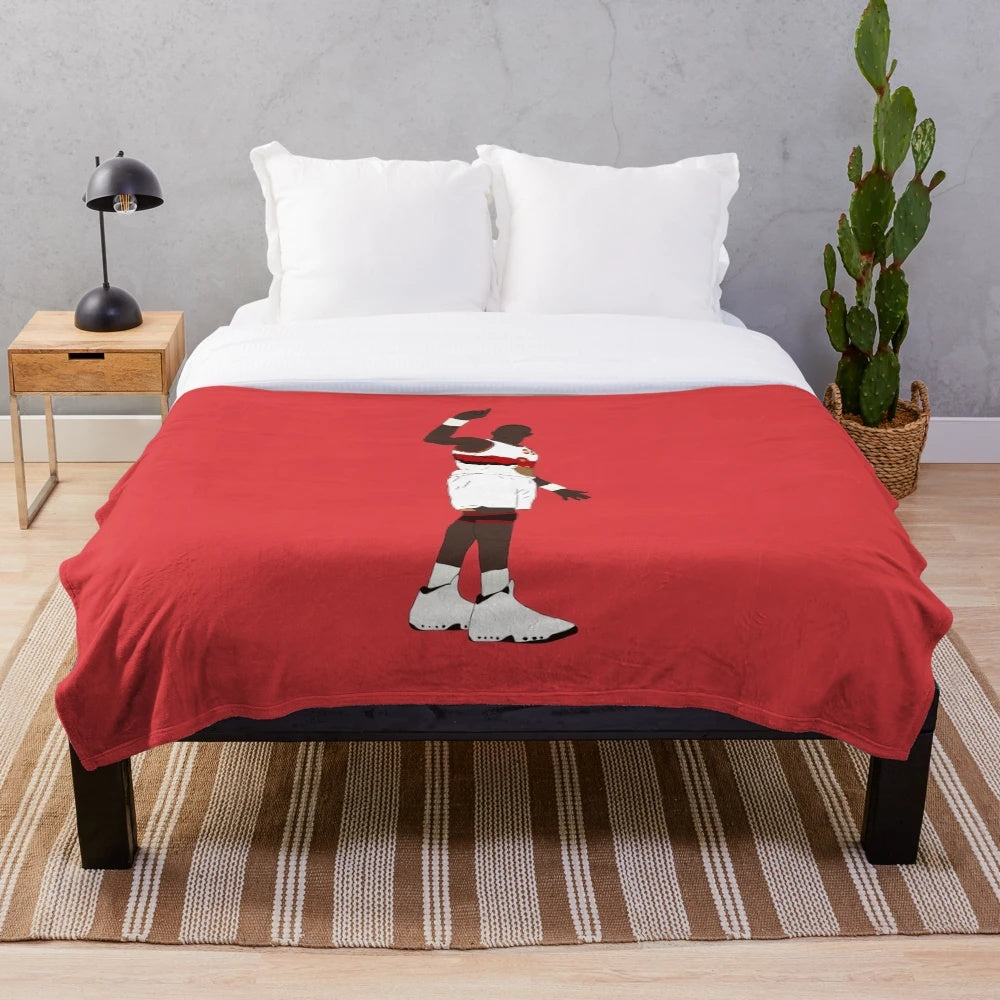 Dikembe Mutombo inspired plush blanket with iconic finger wag gesture