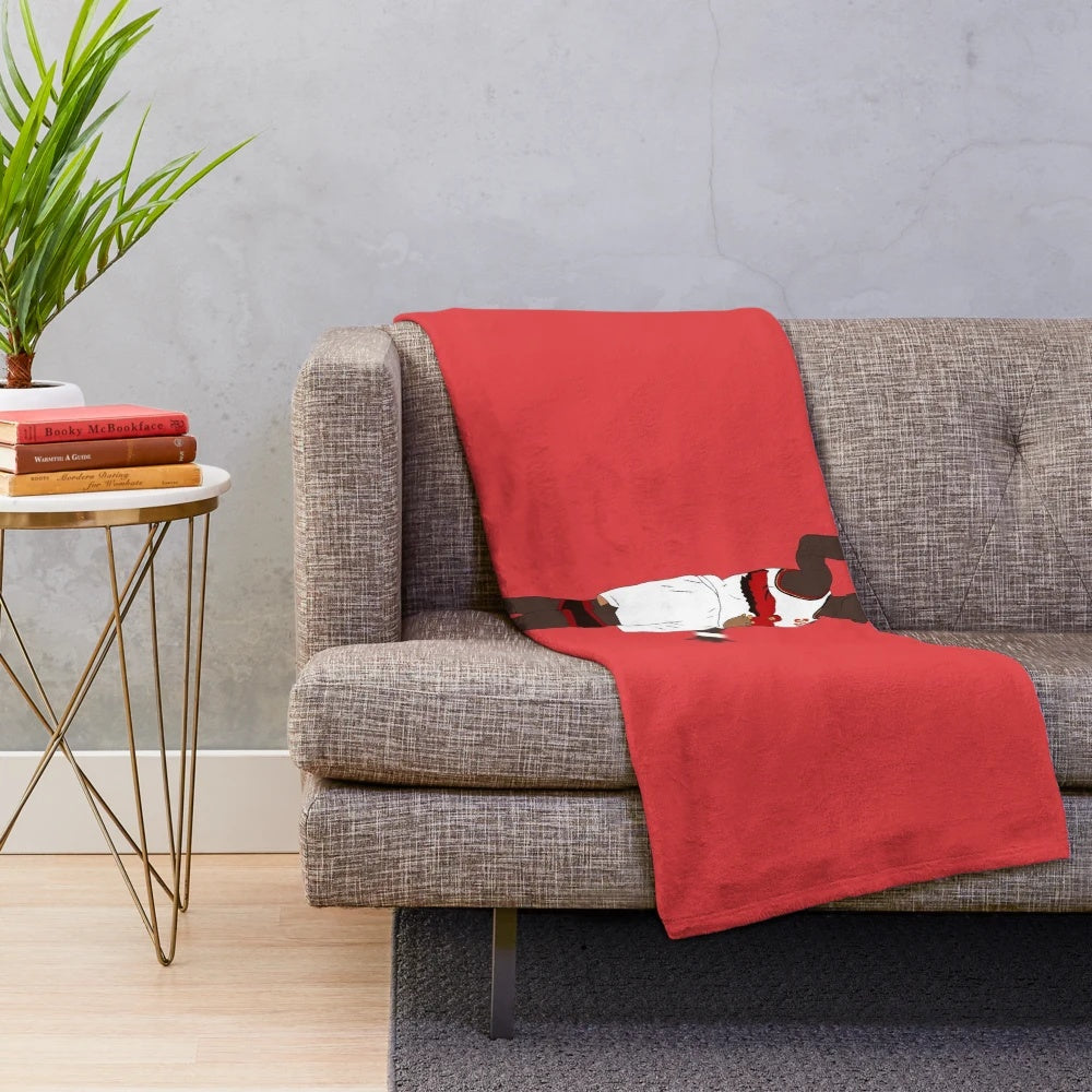 Dikembe Mutombo inspired plush blanket with iconic finger wag gesture