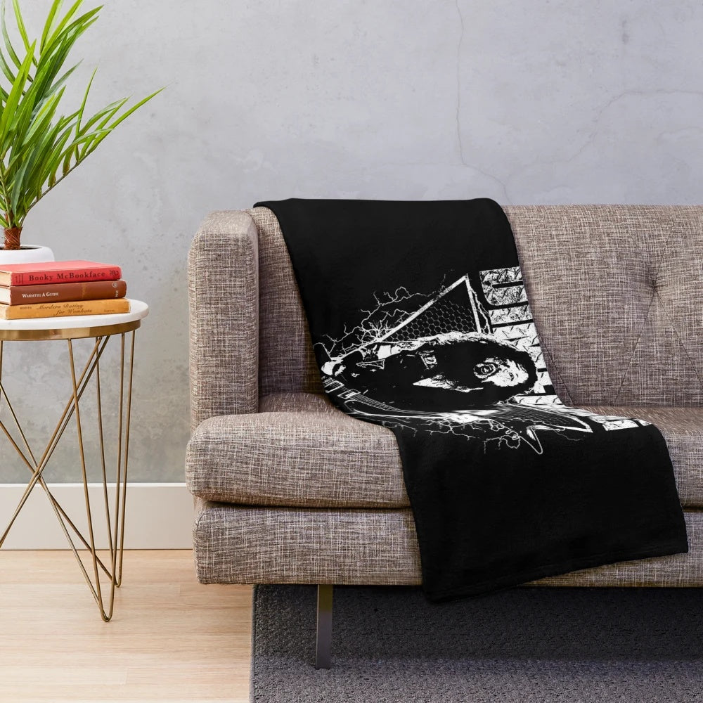 Dimebag Darrell inspired plush blanket featuring a black and white design
