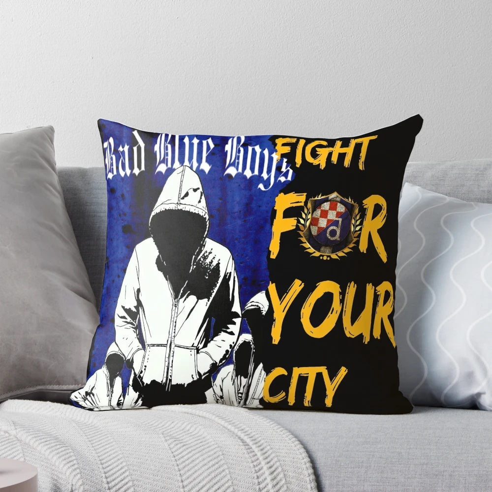 Dinamo Zagreb Pillow featuring the Bad Blue Boys ultras and Croatian soccer supporters