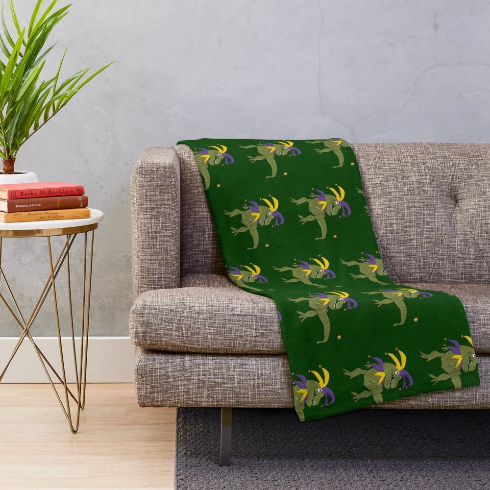 Cozy T-Rex Plush Dinosaur Jester Throw Blanket
