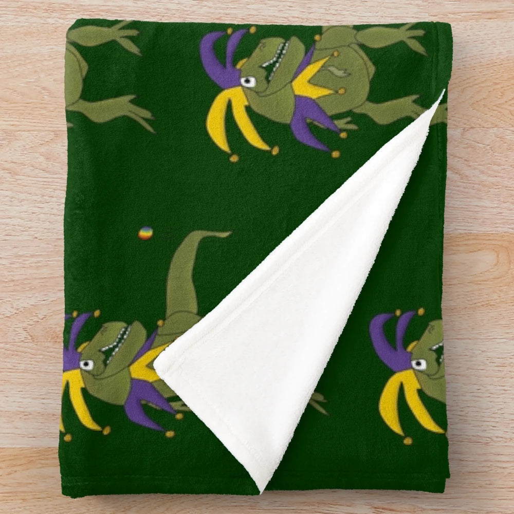 Cozy T-Rex Plush Dinosaur Jester Throw Blanket