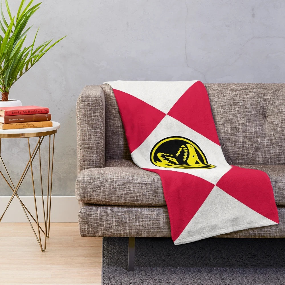 Dinosaur-themed plush blanket with Tyrannosaurus Rex design inspired by Power Rangers