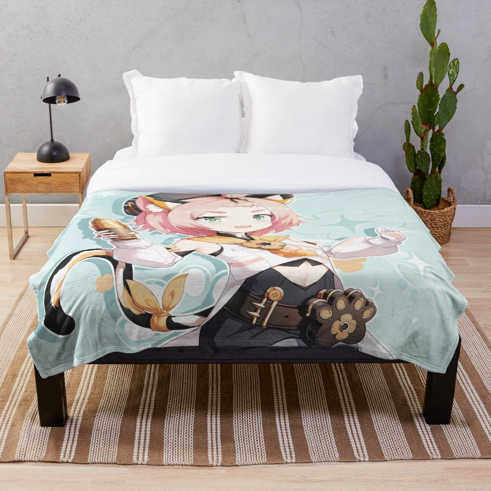 Diona from Genshin Impact inspired plush blanket