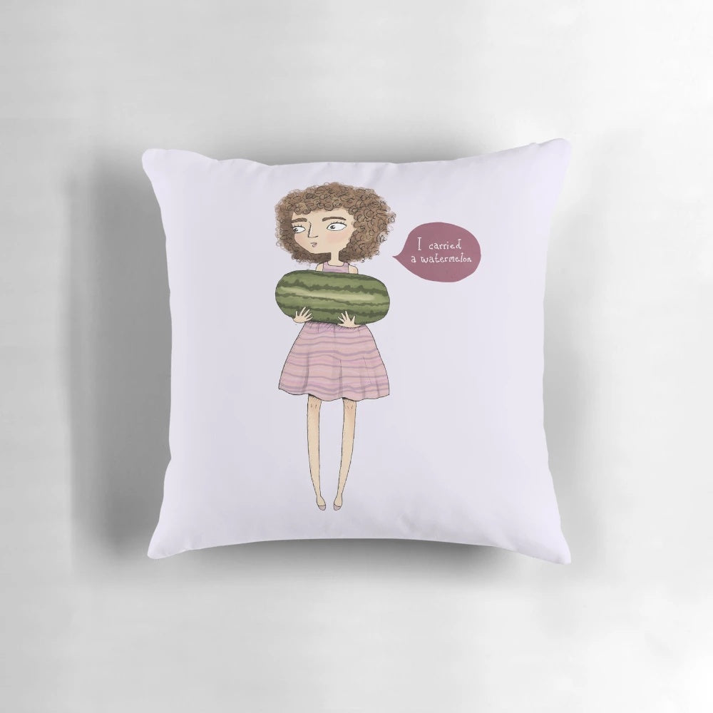 Dirty Dancing inspired 'I Carried a Watermelon' throw pillow with retro 80s movie graphics