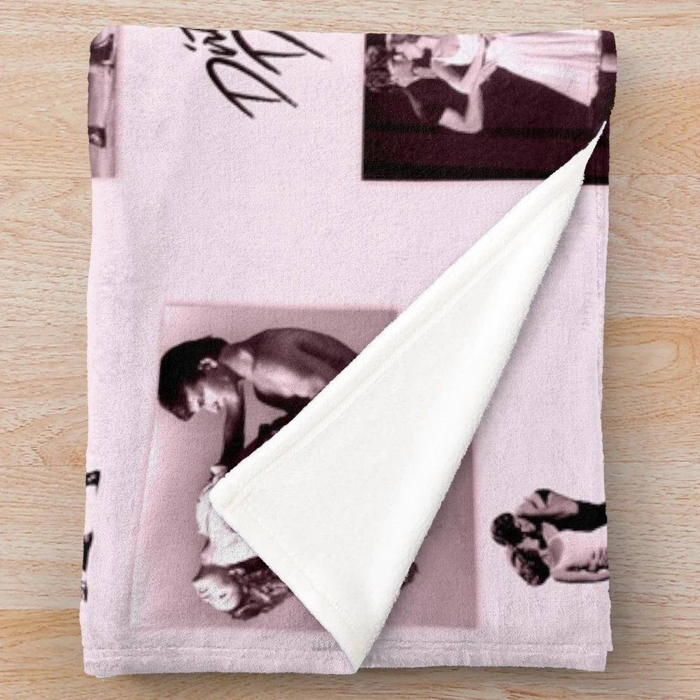 Dirty Dancing-inspired plush blanket with collage design featuring Patrick Swayze and Jennifer Grey