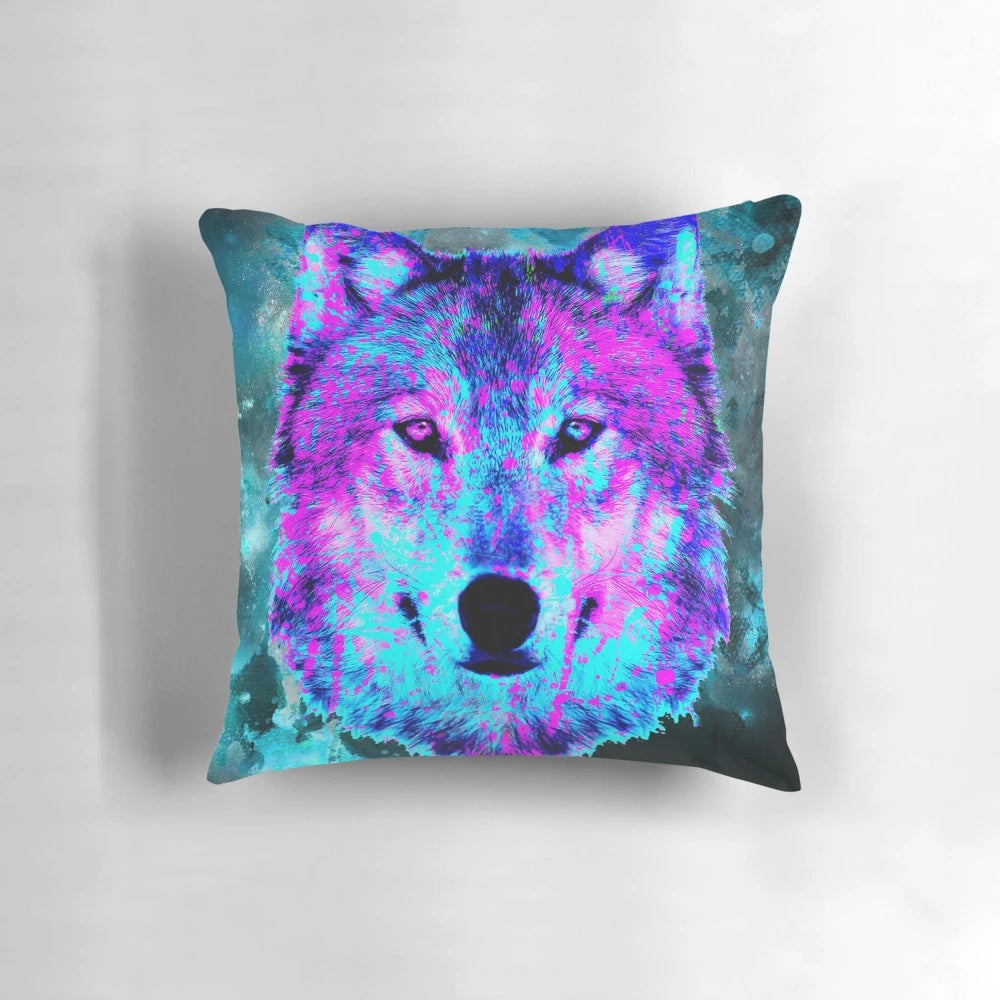 Digital disco wolf print pillow, perfect for adding a touch of retro flair to any room.