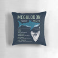 Megalodon shark facts printed on a soft, plush pillow