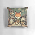A cozy pillow featuring a whimsical fantasy adventure scene with cute animals