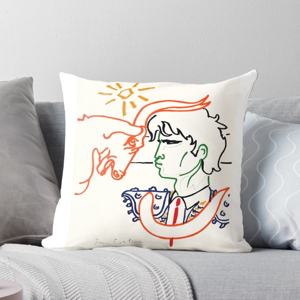 Jean Cocteau Pillow - Elegant Artwork Showcasing the Master's Iconic Paintings