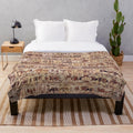 Bayeux Tapestry Plush Blanket featuring medieval art and Norman conquest