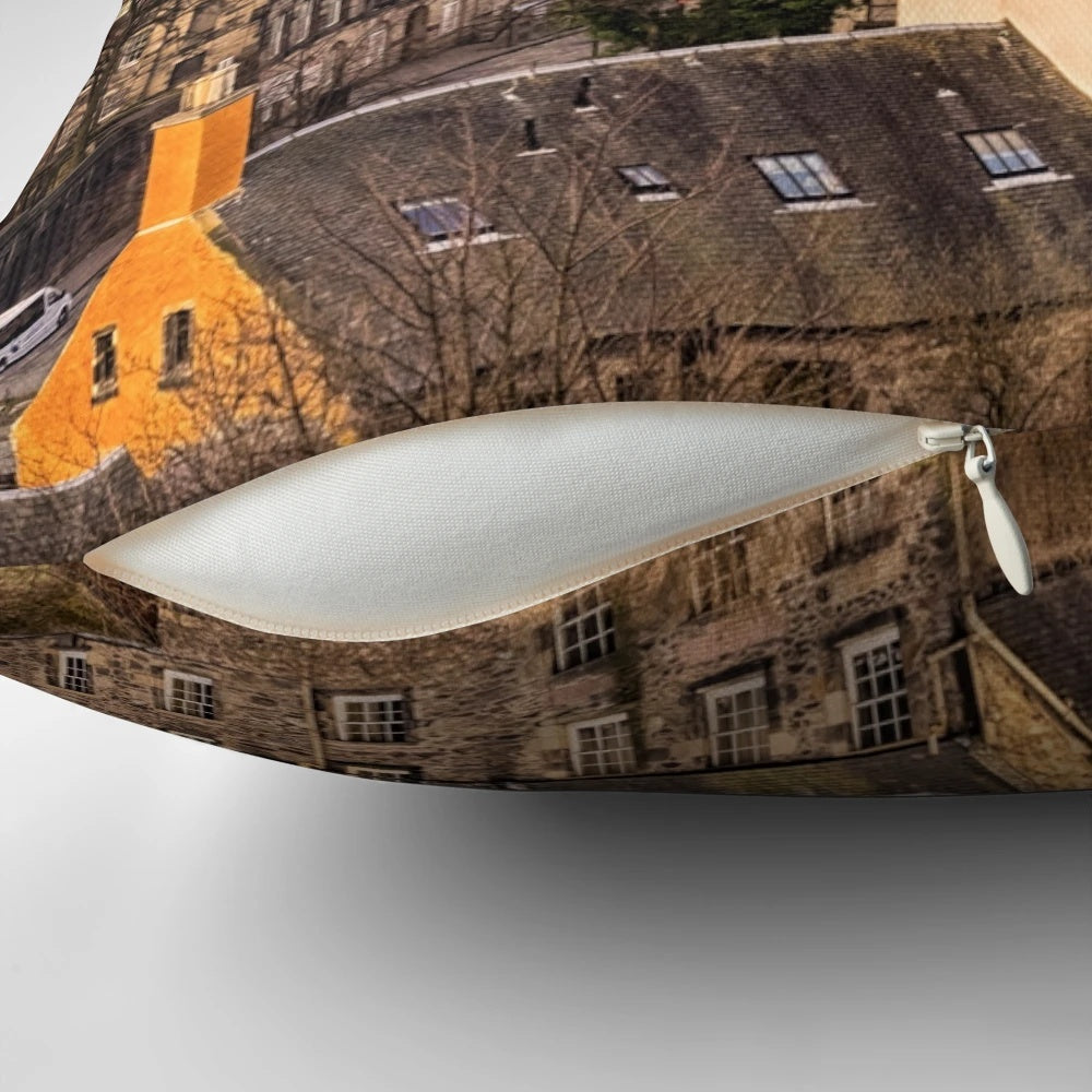 Edinburgh Morning Pillow showcasing the iconic cityscape and castle of Scotland's capital city