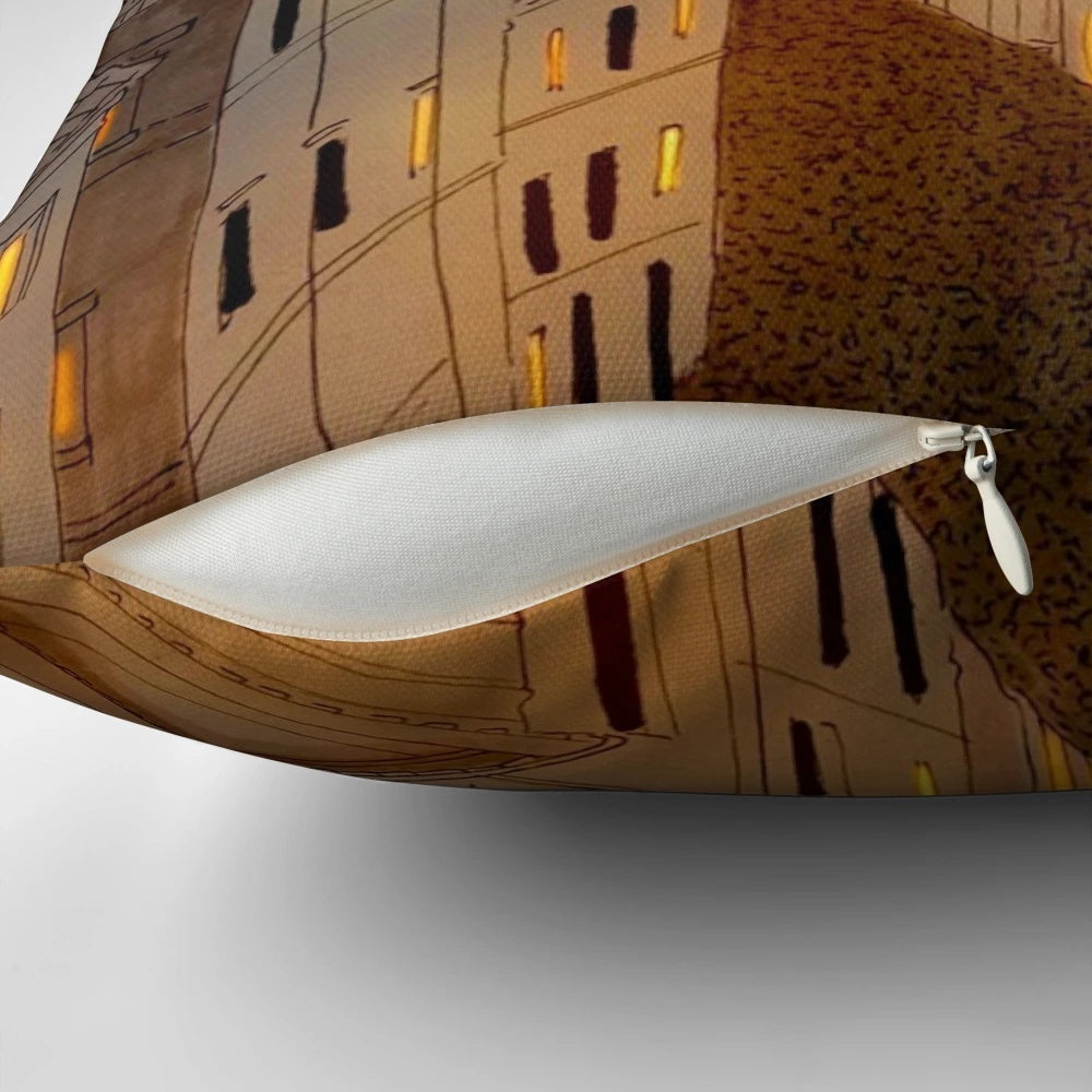 Pillow with Breathtaking View of Rome at Night Skyline