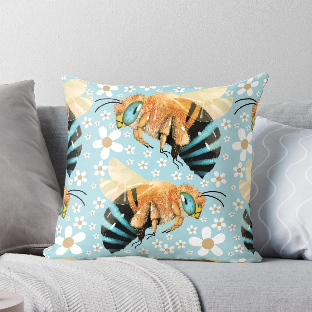 Blue Banded Bee Pillow - Showcase the Unique Charm of this Pollinator