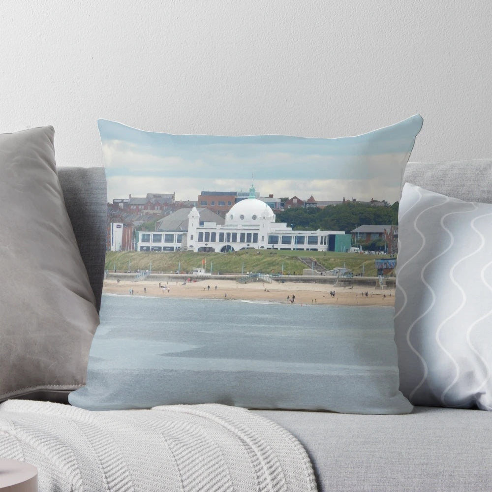 Picturesque Spanish City in Whitley Bay, North East England Pillow