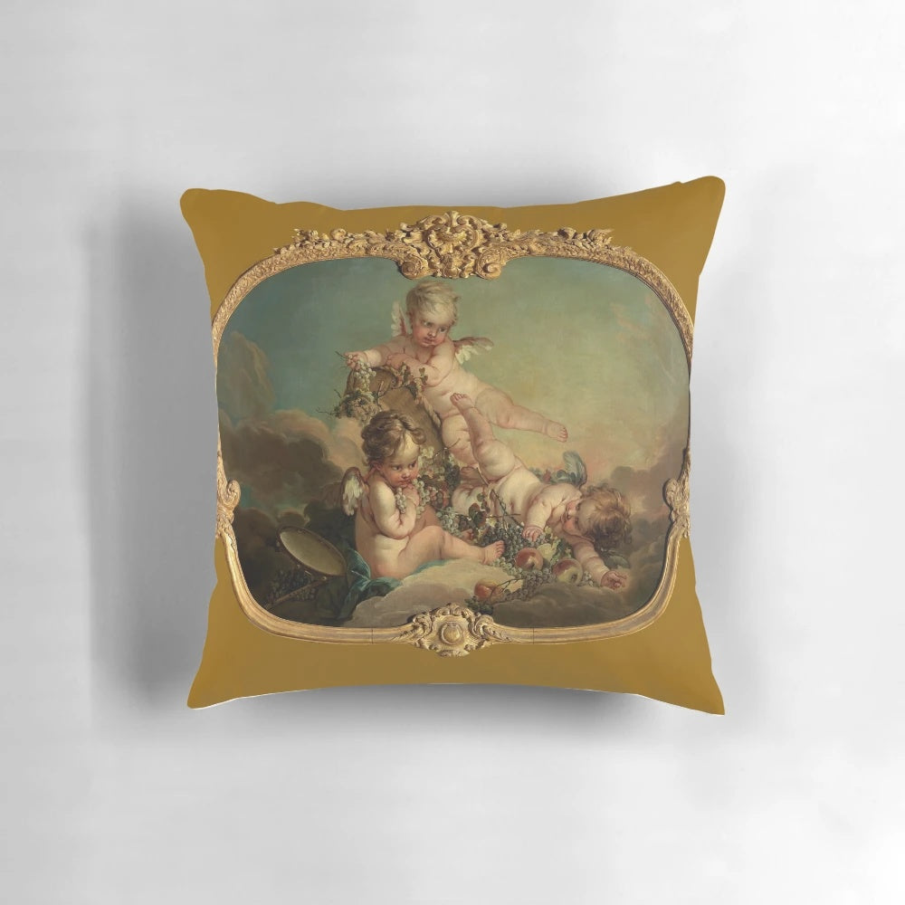 Pillow featuring the "Allegory of Autumn" painting by renowned French Baroque artist Francois Boucher