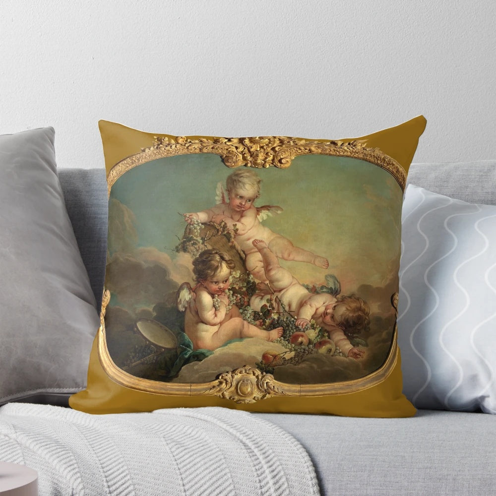 Pillow featuring the "Allegory of Autumn" painting by renowned French Baroque artist Francois Boucher