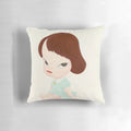 Pillow featuring a cute baby girl painting by renowned Japanese artist Yoshimoto Nara