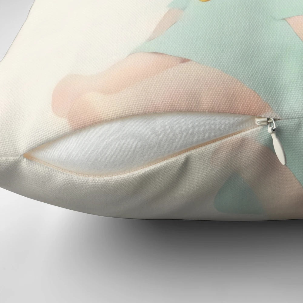Pillow featuring a cute baby girl painting by renowned Japanese artist Yoshimoto Nara