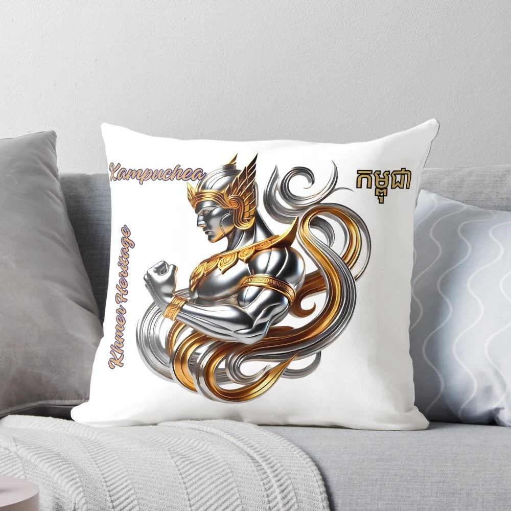 Khmer heritage Kampuchea pillow featuring the Angkor Wat temple
